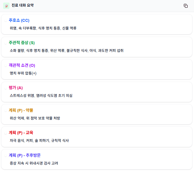 SOAP 노트 템플릿